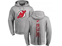 Men New Jersey Devils #19 Travis Zajac Adidas Ash Backer Pullover Hoodie NHL Jersey