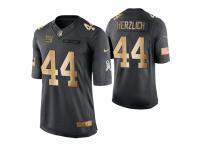 Men New York Giants #44 Mark Herzlich Anthracite Gold Salute to Service Jersey