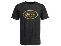 Men New York Jets Pro Line Black Gold Collection Tri-Blend T-Shirt