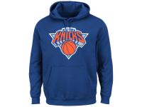 Men New York Knicks Majestic Current Logo Tech Patch Pullover Hoodie - Blue