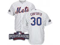 Men New York Mets Michael Conforto #30 White 2016 Postseason Patch Cool Base Jersey
