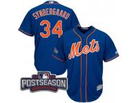 Men New York Mets Noah Syndergaard #34 Royal 2016 Postseason Patch Cool Base Jersey
