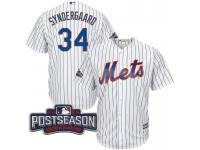Men New York Mets Noah Syndergaard #34 White 2016 Postseason Patch Cool Base Jersey