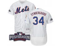 Men New York Mets Noah Syndergaard #34 White 2016 Postseason Patch Flex Base Jersey