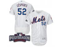 Men New York Mets Yoenis Cespedes #52 White 2016 Postseason Patch Flex Base Jersey