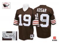 Men NFL Cleveland Browns #19 Bernie Kosar Throwback Home Mitchell and Ness Brown Autographed Jersey