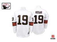 Men NFL Cleveland Browns #19 Bernie Kosar Throwback Road White Mitchell and Ness Jersey