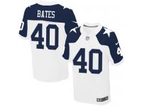 Men NFL Dallas Cowboys #40 Bill Bates Authentic Elite Throwback Nike White Jersey