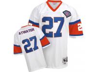Men NFL Denver Broncos #27 Steve Atwater Throwback Road 75th Patch White Mitchell and Ness Jersey