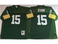 Men NFL Green Bay Packers #15 Bart Starr Green Throwback Jerseys