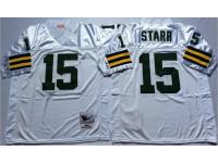 Men NFL Green Bay Packers #15 Bart Starr White Throwback Jerseys