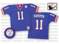 Men NFL New York Giants #11 Phil Simms Throwback Home Royal Blue Mitchell and Ness Jersey