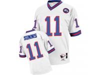Men NFL New York Giants #11 Phil Simms Throwback Road White Mitchell and Ness Jersey