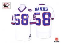 Men NFL New York Giants #58 Carl Banks Throwback Road White Mitchell and Ness Jersey