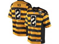 Men NFL Pittsburgh Steelers #2 Michael Vick Throwback Nike 80th Anniversary GoldBlack Game Jersey