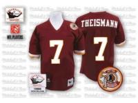 Men NFL Washington Redskins #7 Joe Theismann Throwback Home 50th Patch Burgundy Red Mitchell and Ness Jersey