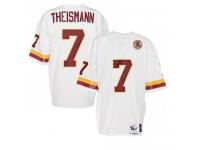 Men NFL Washington Redskins #7 Joe Theismann Throwback Road 50th Patch White Mitchell and Ness Jersey