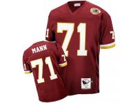 Men NFL Washington Redskins #71 Charles Mann Throwback Home 50th Patch Burgundy Red Mitchell and Ness Jersey