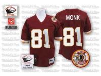 Men NFL Washington Redskins #81 Art Monk Throwback Home 50th Patch Burgundy Red Mitchell and Ness Jersey