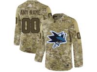 Men NHL Adidas San Jose Sharks Customized Limited Camo Salute to Service Jersey