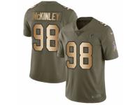 Men Nike Atlanta Falcons #98 Takkarist McKinley Limited Olive/Gold 2017 Salute to Service NFL Jersey