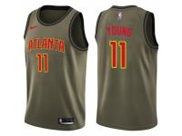 Men Nike Atlanta Hawks #11 Trae Young Swingman Green Salute to Service NBA Jersey