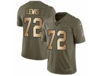 Men Nike Baltimore Ravens #72 Alex Lewis Limited Olive/Gold Salute to Service NFL Jersey