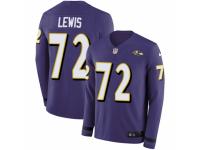 Men Nike Baltimore Ravens #72 Alex Lewis Limited Purple Therma Long Sleeve NFL Jersey