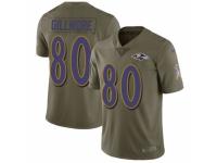 Men Nike Baltimore Ravens #80 Crockett Gillmore Limited Olive 2017 Salute to Service NFL Jersey