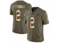 Men Nike Buffalo Bills #2 Nathan Peterman Limited Olive/Gold 2017 Salute to Service NFL Jersey