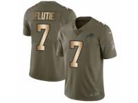 Men Nike Buffalo Bills #7 Doug Flutie Limited Olive/Gold 2017 Salute to Service NFL Jersey