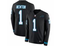 Men Nike Carolina Panthers #1 Cam Newton Limited Black Therma Long Sleeve NFL Jersey