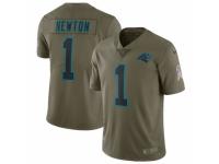 Men Nike Carolina Panthers #1 Cam Newton Limited Olive 2017 Salute to Service NFL Jersey