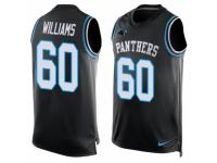 Men Nike Carolina Panthers #60 Daryl Williams Elite Black Player Name & Number Tank Top NFL Jersey