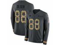 Men Nike Carolina Panthers #88 Greg Olsen Limited Black Salute to Service Therma Long Sleeve NFL Jersey