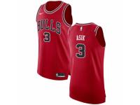 Men Nike Chicago Bulls #3 Omer Asik Red Road NBA Jersey - Icon Edition