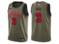 Men Nike Chicago Bulls #3 Omer Asik Swingman Green Salute to Service NBA Jersey