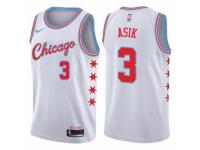 Men Nike Chicago Bulls #3 Omer Asik White NBA Jersey - City Edition