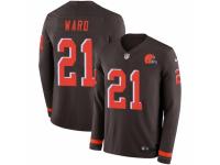 Men Nike Cleveland Browns #21 Denzel Ward Limited Brown Therma Long Sleeve NFL Jersey