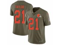 Men Nike Cleveland Browns #21 Jamar Taylor Limited Olive 2017 Salute to Service NFL Jersey