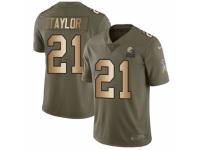 Men Nike Cleveland Browns #21 Jamar Taylor Limited Olive/Gold 2017 Salute to Service NFL Jersey