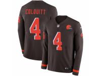 Men Nike Cleveland Browns #4 Britton Colquitt Limited Brown Therma Long Sleeve NFL Jersey