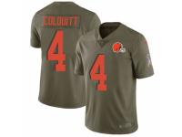 Men Nike Cleveland Browns #4 Britton Colquitt Limited Olive 2017 Salute to Service NFL Jersey