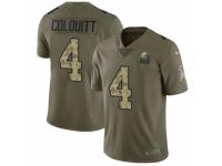 Men Nike Cleveland Browns #4 Britton Colquitt Limited Olive/Camo 2017 Salute to Service NFL Jersey