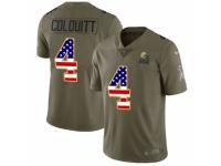 Men Nike Cleveland Browns #4 Britton Colquitt Limited Olive/USA Flag 2017 Salute to Service NFL Jersey