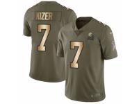 Men Nike Cleveland Browns #7 DeShone Kizer Limited Olive/Gold 2017 Salute to Service NFL Jersey