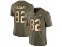 Men Nike Cleveland Browns #82 Kasen Williams Limited Olive/Gold 2017 Salute to Service NFL Jersey