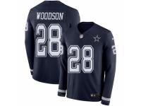 Men Nike Dallas Cowboys #28 Darren Woodson Limited Navy Blue Therma Long Sleeve NFL Jersey