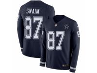 Men Nike Dallas Cowboys #87 Geoff Swaim Limited Navy Blue Therma Long Sleeve NFL Jersey
