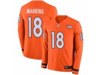 Men Nike Denver Broncos #18 Peyton Manning Limited Orange Therma Long Sleeve NFL Jersey